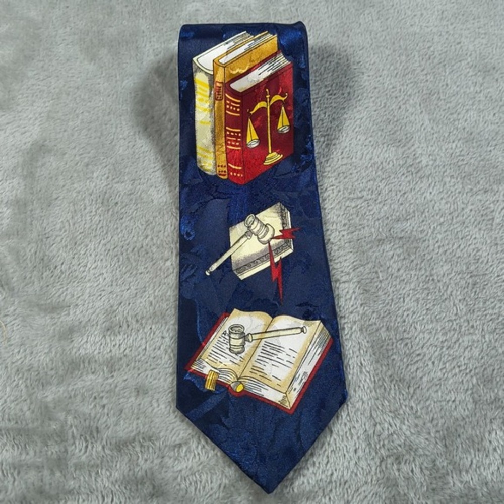 Vintage Law Tie Mens 55x4 Hand Made Silk‎ Lawyer Judge Esquire ESQ Judicial 90s